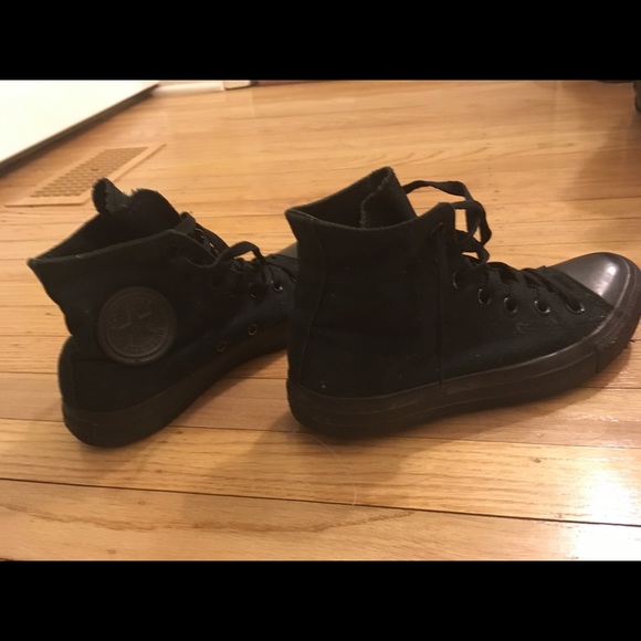 black monochrome converse high tops